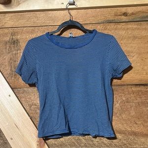 Essentials Small Crop top women’s blue striped t shirt